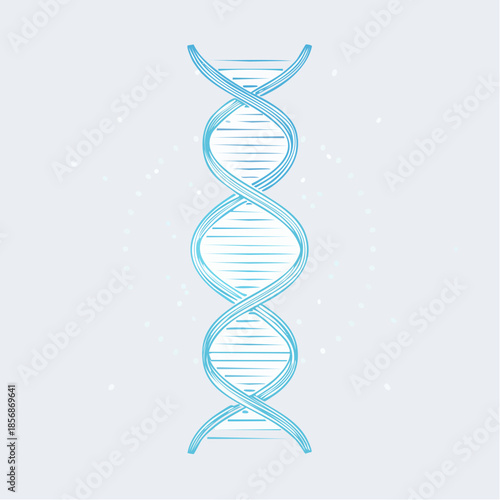 Illustration vectorielle d’ADN moderne – hélice stylisée en bleu clair, design scientifique épuré