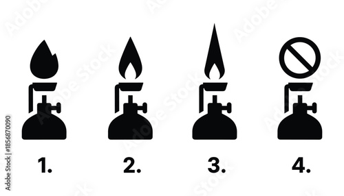 Bunsen burner with not completely closed air holes to produce yellow flame of medium luminance.