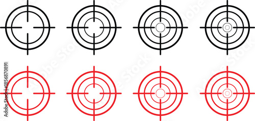 set of Traget red black icon vector set