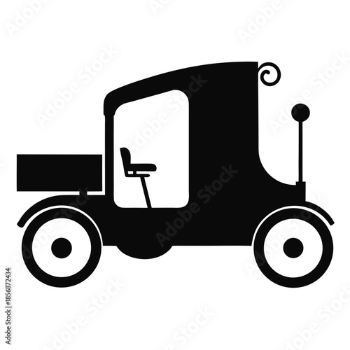 Antique three wheeled auto silhouette three-wheeled vehicle