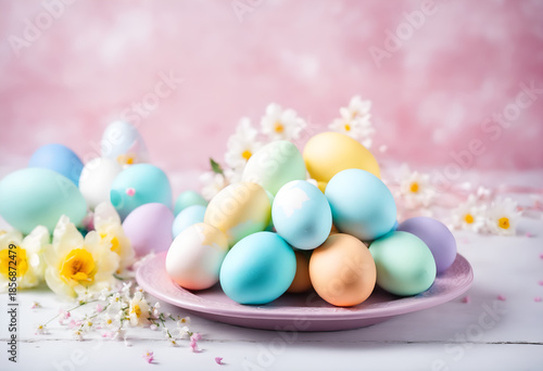 Colorful painted easter eggs