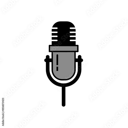 Vintage Microphone Icon on Stand.