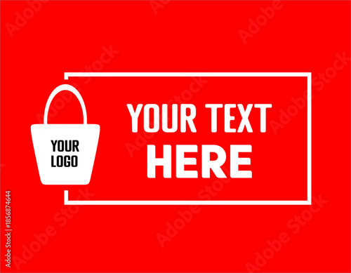 Red Promotional Template with Customizable Tote Bag and Text Area