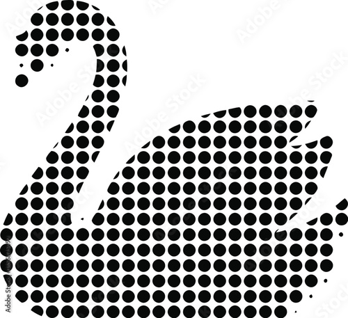 Graceful white swan swimming on calm water, elegant bird vector illustration for nature and romance concepts