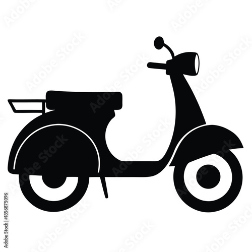 Black silhouette of old gas powered scooter