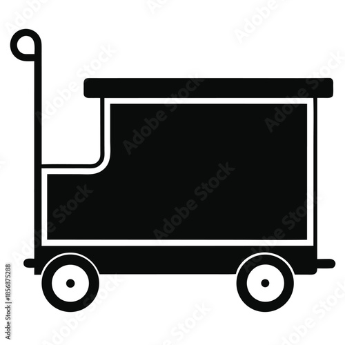 Black silhouette of vintage delivery cart on wheels