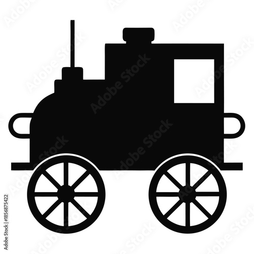 Black silhouette old armored carriage