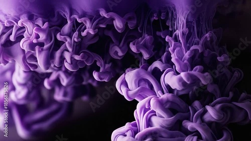 Vibrant Purple Smoke Swirls in Dark Backdrop.