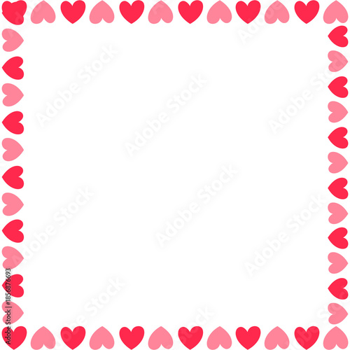 Tableau sur toile PNG image of  A charming decorative border composed entirely of alternating bright red and soft pink hearts framing empty space on transparent background