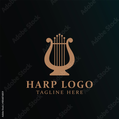 Harp logo template, illustration vector of harp music instument