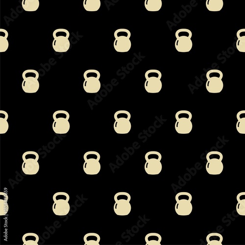 Kettlebell seamless pattern isolated on black background