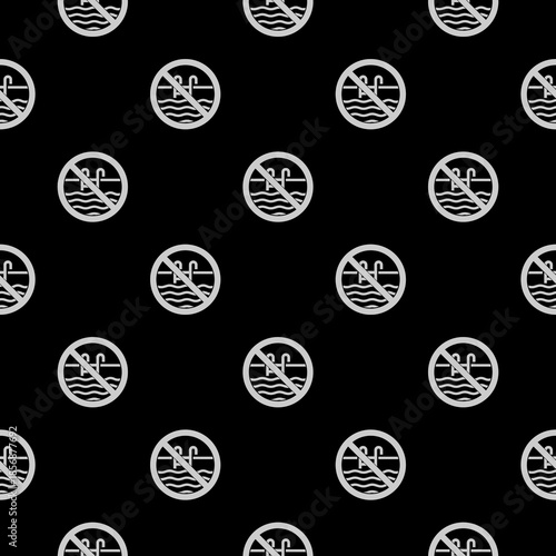 No swimming icon seamless pattern isolated on black background