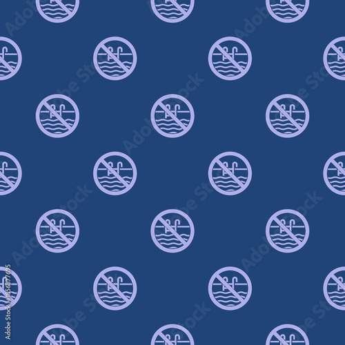 No swimming icon seamless pattern isolated on color background