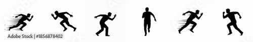 Silhouette Dynamic Running Man Motion Sequence Action Pose Illustration