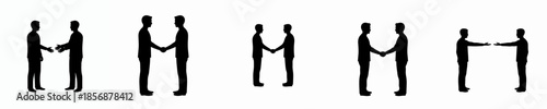 Simple Silhouette Diverse Handshake Agreement Gesture Between People Illustration