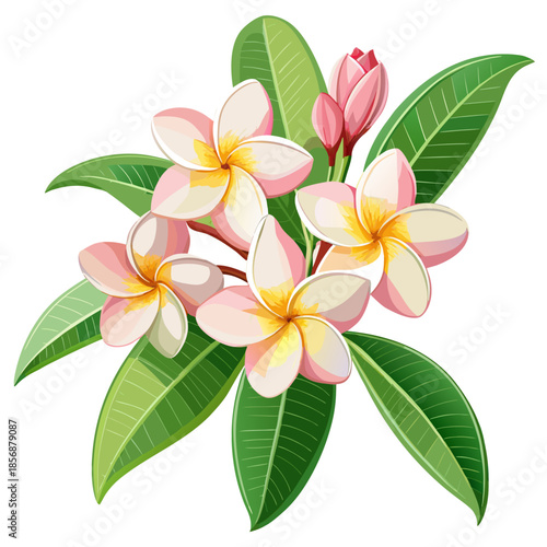 Vector of tropical flower frangipani  on white background.