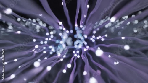 Brain Neuron: A detailed, artistic depiction of a neuron firing, revealing the intricate beauty of brain cell structure, communicating messages.