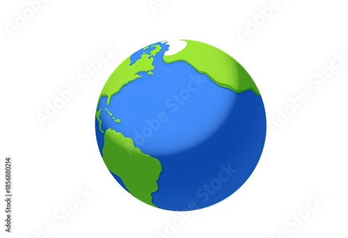 A simple, cartoony blue and green planet earth illustration, perfect for digital projects and educational materials,  graphic,  continent