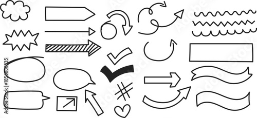 Collection of hand drawn arrows and pointers