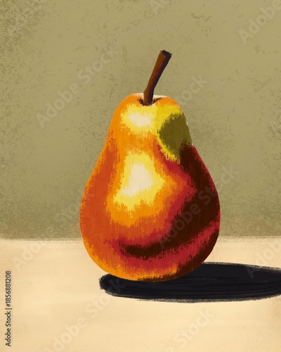 Fresh pear fruit illustration on light background