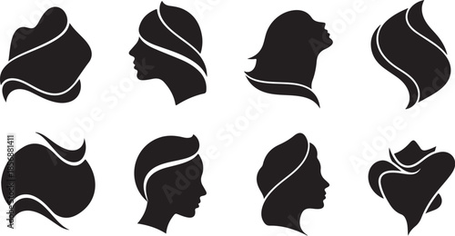 Elegant silhouettes of women with stylish hair