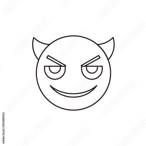 devil evil purple face horned smiling with horns mischief naughty  halloween emoji symbol sign icon vector illustration isolated flat