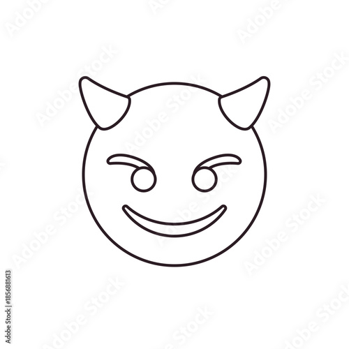 devil evil purple face horned smiling with horns mischief naughty  halloween emoji symbol sign icon vector illustration isolated flat
