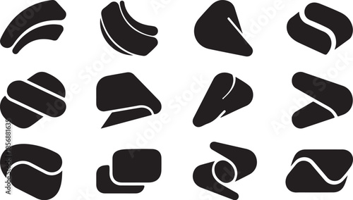 Modern abstract shapes and lines in black and white