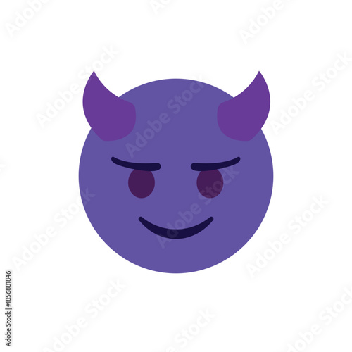 devil evil purple face horned smiling with horns mischief naughty  halloween emoji symbol sign icon vector illustration isolated flat