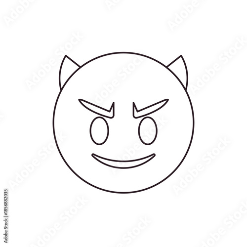devil evil purple face horned smiling with horns mischief naughty  halloween emoji symbol sign icon vector illustration isolated flat