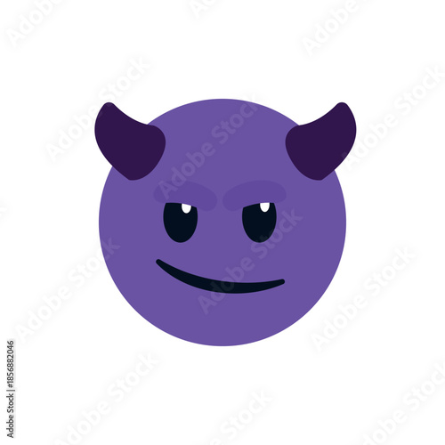 devil evil purple face horned smiling with horns mischief naughty  halloween emoji symbol sign icon vector illustration isolated flat