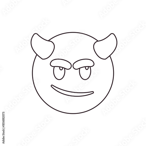 devil evil purple face horned smiling with horns mischief naughty  halloween emoji symbol sign icon vector illustration isolated flat
