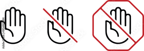 hand stop line icons set vector illustration design logo art image three set 