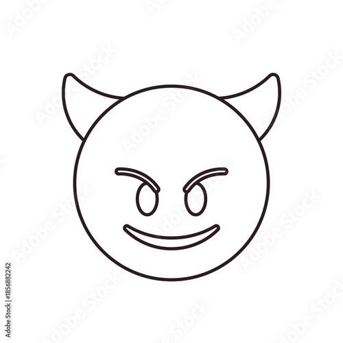 devil evil purple face horned smiling with horns mischief naughty  halloween emoji symbol sign icon vector illustration isolated flat