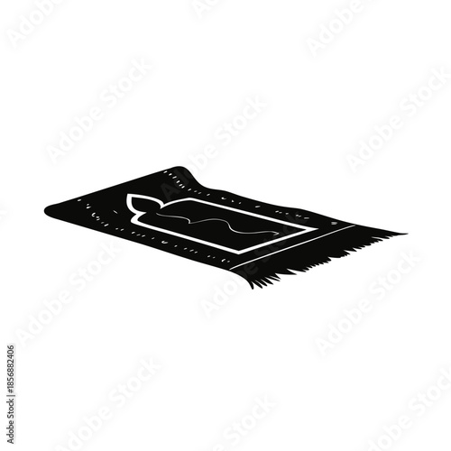 Black islamic prayer mat with mihrab design for daily prayer and devotion