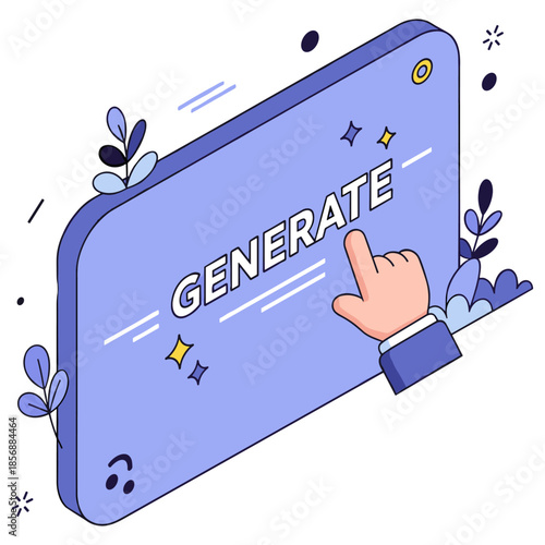 Hand pressing button to generate with decorative elements