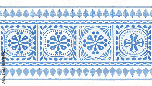 Blue and white traditional decorative tile pattern design