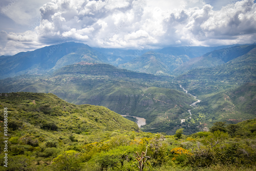 Fototapeta premium hiking the camino real from barichara to guane, trekking, outdoor, santander, colombia, latin ameria, south america
