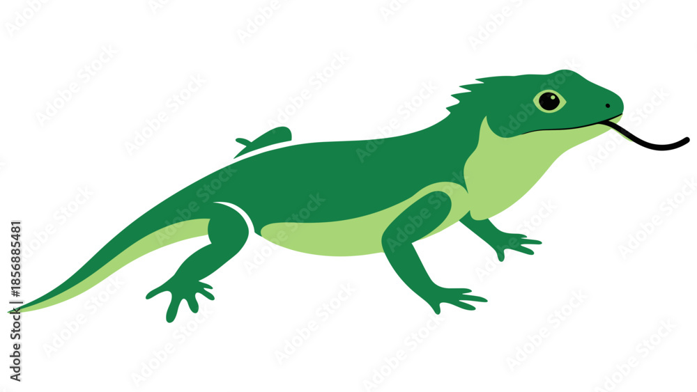 Fototapeta premium Green Iguana Vector Illustration: Reptile Mascot Character, Wildlife Graphic, Tropical Nature Symbol isolated on transparent background for Creative Design Projects
