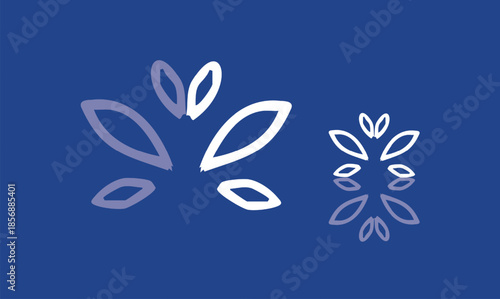 abstract white leave design on blue background