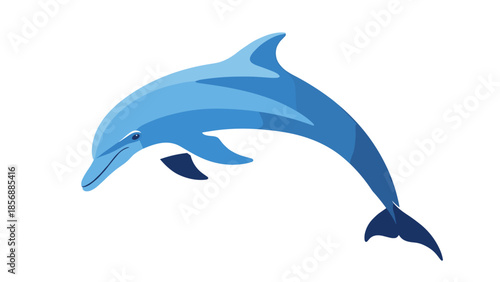 Playful Blue Dolphin Vector Illustration. Joyful Aquatic Mammal, Marine Life Concept for Summer Vacation, Isolated on transparent background. Ocean Theme Graphics