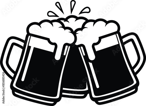 Beer Cheers Silhouette Vector Design for Pub, Bar, Party and Drink-Themed Graphics