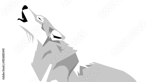 Grey Howling Wolf Illustration - Lonely Wildlife Animal Vector Graphic, Minimalist Style - Isolated on transparent background for Designs and Print.