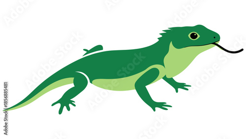 Green Iguana Vector Illustration: Reptile Mascot Character, Wildlife Graphic, Tropical Nature Symbol isolated on transparent background for Creative Design Projects