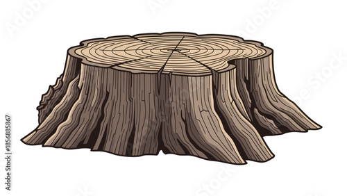 Tree Stump Rings, Vector Illustration for Nature Education, Lumber Industry Graphics, Wood Texture Design isolated on transparent background. Timber Icon.