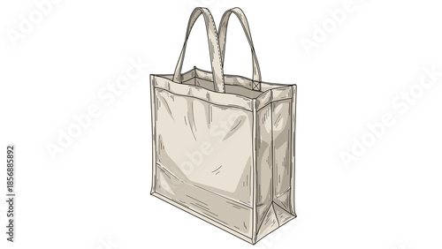 Eco Friendly Canvas Tote Bag, Groceries Shopping Bag Vector, Reusable Shopping Bag Mockup, Sustainable Lifestyle Concept, isolated on transparent background.