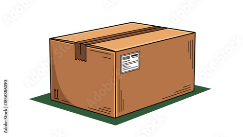 Shipping Box Cartoon Style - Parcel Delivery and Moving Services Illustration, Brown Cardboard Box Symbol, Product Packaging Vector, isolated on transparent background.