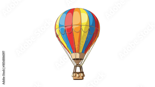 Colorful Hot Air Balloon Illustration, Adventure and Freedom, Isolated on transparent background. Cartoon Style Vector Graphic for Travel and Summer Designs.