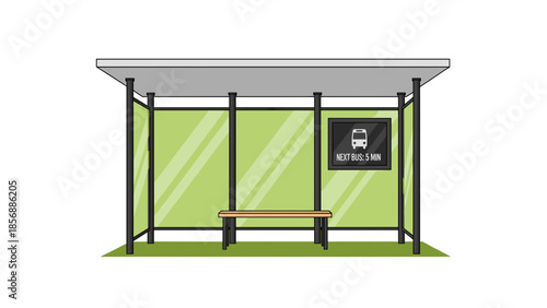 Vector Bus Stop Illustration: Waiting, Transit, and Public Transportation Concept isolated on transparent background. Travel and Commuting Graphics for Urban Design.