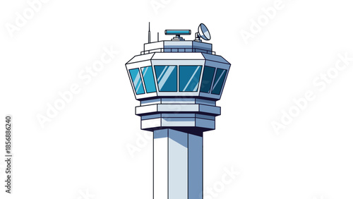 Air Traffic Control Tower Vector Illustration: Safety, Aviation, and Precision, isolated on transparent background. Aerospace Industry Design Element for Presentations